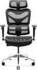 A black ergonomic office chair with a silver base and wheels, shown from the front against a white background. Voir les images du produit