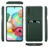 Multiple views of a dark green phone case with a card slot on the back. Produktbild-Vorschau