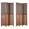 Homestyle4u Paravent Raumteiler 3 teilig Holz Braun Rattan Produktbild-Vorschau 5