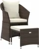 2-tlg. Garten-Lounge-Set mit Kissen Braun Poly Rattan Produktbild-Vorschau 1