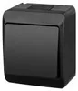 Aufputz-Serie schwarz IP44 (Lichtschalter / Wechselschalter, Doppelschalter, Klingeltaster, 1-fach / 2-fach / 3-fach Steckdose) Einfachschalter Productafbeelding-voorbeeld