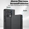 A black phone case is shown with text highlighting its features. Produktbild-Vorschau