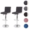 Two dark gray and white bar stools with chrome bases are shown against a white background. Small circular swatches of different fabric colors are displayed to the right of the stools. Voir les images du produit