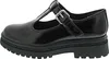 A black patent leather Mary Jane shoe with a platform sole and a glitter band around the sole. Produktbild-Vorschau
