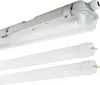 A product shot of a light fixture and two LED tubes against a white background. Produktbild-Vorschau