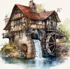 50x40 cm Malen nach zahlen Set mit Holzrahmen Mühle Produktbild-Vorschau 1