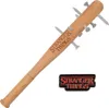 A baseball bat with nails and a Stranger Things pin on a white background. Produktbild-Vorschau