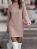 ASKSA Damen Strickkleid Rollkragen Pullikleid Elegant Produktbild-Vorschau 4