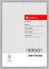 A product shot of a picture frame with product information and branding. Produktbild-Vorschau