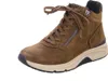 A single brown women's high-top sneaker with laces and a zipper, shown from a side-diagonal angle against a white background. Voir les images du produit