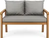 A studio shot of a two-seater outdoor sofa with gray cushions. Anteprima dell’immagine prodotto