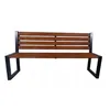 A wooden bench with black metal legs on a white background. Voir les images du produit
