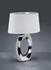 A table lamp with a silver base and a white shade is shown against a gray background. Náhled obrázku produktu