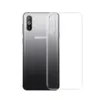 A transparent phone case is shown next to a Samsung phone. Produktbild-Vorschau