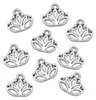 50 Charm-Anhänger Lotus-Blüte 17 x 14 mm silbern Kettenanhänger Geschenkanhänger Produktbild-Vorschau