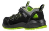 A side view of a black and green work shoe. Podgląd zdjęcia produktu