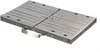 A folded stainless steel camping grill is shown against a white background. Produktbild-Vorschau
