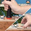 A collage showing a hand using a product to apply adhesive to tiles, and another hand placing tiles. Produktbild-Vorschau