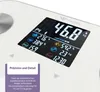 Close-up of a digital diagnostic scale's display showing various body composition metrics. Anteprima dell’immagine prodotto