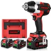 A cordless impact wrench kit with two batteries and a storage case, presented against a white background. Voir les images du produit