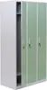 A white and green metal locker with three compartments, one of which is open. Produktbild-Vorschau