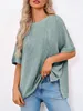 Damen-T-Shirt mit Rippstrick, Fledermausärmeln und lockerer Produktbild-Vorschau 3