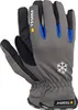 A pair of gray work gloves with black and blue accents is shown against a white background. Produktbild-Vorschau