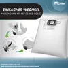 An image showing how to change a vacuum cleaner bag, with a product shot of the replacement bag. Produktbild-Vorschau