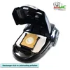 A black vacuum cleaner with its lid open, showing a vacuum bag inside. Produktbild-Vorschau