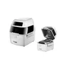 A white Russell Hobbs air fryer is shown on a white background, with one unit closed and another open to reveal the interior. Produktbild-Vorschau