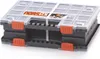 A stack of two plastic storage boxes with clear lids and orange latches, presented on a white background. Produktbild-Vorschau