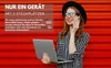 A woman is holding a laptop and talking on a phone, with text overlays describing a charging device. Podgląd zdjęcia produktu