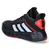 A side view of a black Adidas sneaker with white stripes and red accents. Podgląd zdjęcia produktu