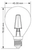 A technical drawing of an LED light bulb with dimensions indicated. Produktbild-Vorschau