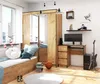 A bedroom scene with a desk, computer, guitar, and wardrobe. Produktbild-Vorschau