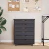 vidaXL Rollschrank mit Schubladen MOSS Grau Massivholz Produktbild-Vorschau 3