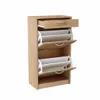 A wooden shoe cabinet with two flip-down compartments and a drawer, shown against a white background. Náhľad obrázku produktu