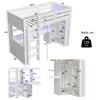 Hochbett mit Schreibtisch, LED-Streifen, Schubladen, Regal, Produktbild-Vorschau 5