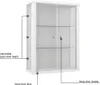 A white display cabinet with glass shelves and doors, featuring labels pointing out its features. Anteprima dell’immagine prodotto