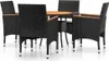 vidaXL set da pranzo da giardino 5 pezzi in polirattan nero Anteprima dell’immagine prodotto 1