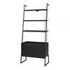 A black ladder shelf with a cabinet at the bottom, shown against a white background. Anteprima dell’immagine prodotto