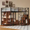 Hochbett, 140x200 cm, Metallbett mit Lattenrost, Regal, Produktbild-Vorschau 3