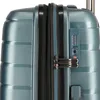 A close-up view of the side of a teal suitcase, focusing on the zipper and combination lock. Anteprima dell’immagine prodotto