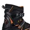 A close-up view of a black and orange inline skate. Podgląd zdjęcia produktu