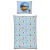 A pillow and a duvet cover with a cartoon character and tribal patterns. Produktbild-Vorschau
