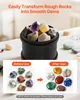 A product image showing a rock tumbler and before and after images of rocks being polished. Anteprima dell’immagine prodotto