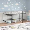vidaXL Łóżko piętrowe dla dzieci, czarne, 90 x 200 cm, Podgląd zdjęcia produktu 3