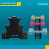 A product image showing a black dumbbell rack and three colorful dumbbells. Náhľad obrázku produktu