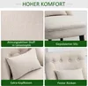 A collage of four images showcasing different features of a cream-colored armchair. Produktbild-Vorschau