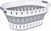 Panier à linge ovale pliable 36L - Plastique gris, stable & Voir les images du produit 1